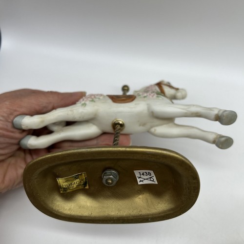 Figura Caballo Carrusel Homco Vintage Porcelana Base Tono Latón - Imagen 21 de 22