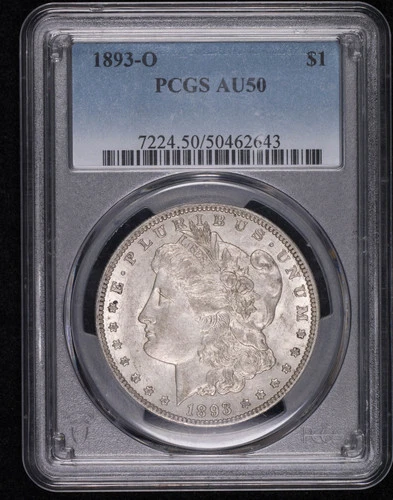 1893 O Morgan Silver Dollar PCGS AU-50
