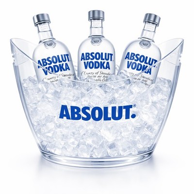 Absolut Vodka Flaschenkühler / Getränkekühler 34 cm breit, 25 cm hoch   transpa