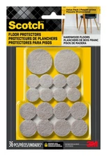 Scotch Felt Pads Furniture Floor Protectors Assorted Sizes Beige 36 Pack