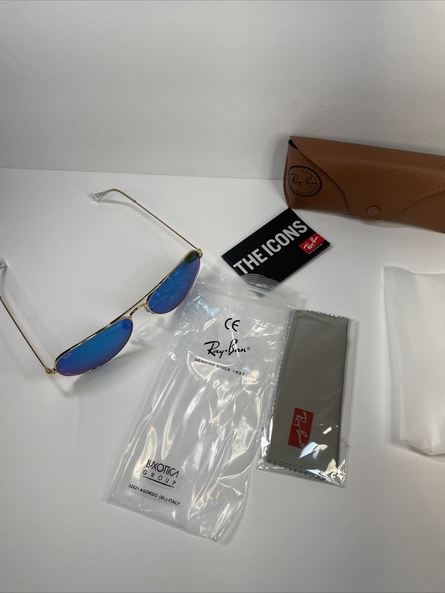 Ray-Ban Aviator Sunglasses RB3026 58-14mm Gold Frame & Blue  display picture 3