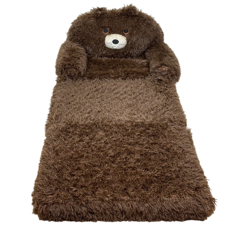 Silla de espuma abatible de oso de peluche para niños cama sofá convertible de felpa asiento 16"" marrón Foto 4 de 4