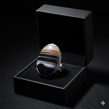 Banded Agate Gemstone Handmade Jewelry Ring Size 6.5