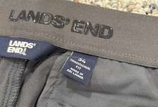 Lands  End Chino Pants Men  s Size 34 Traditional Fit Grey Flat Front Classic