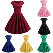 Vestido de noche retro con falda alineina rojo vino para mujer vestido de fiesta años 5060