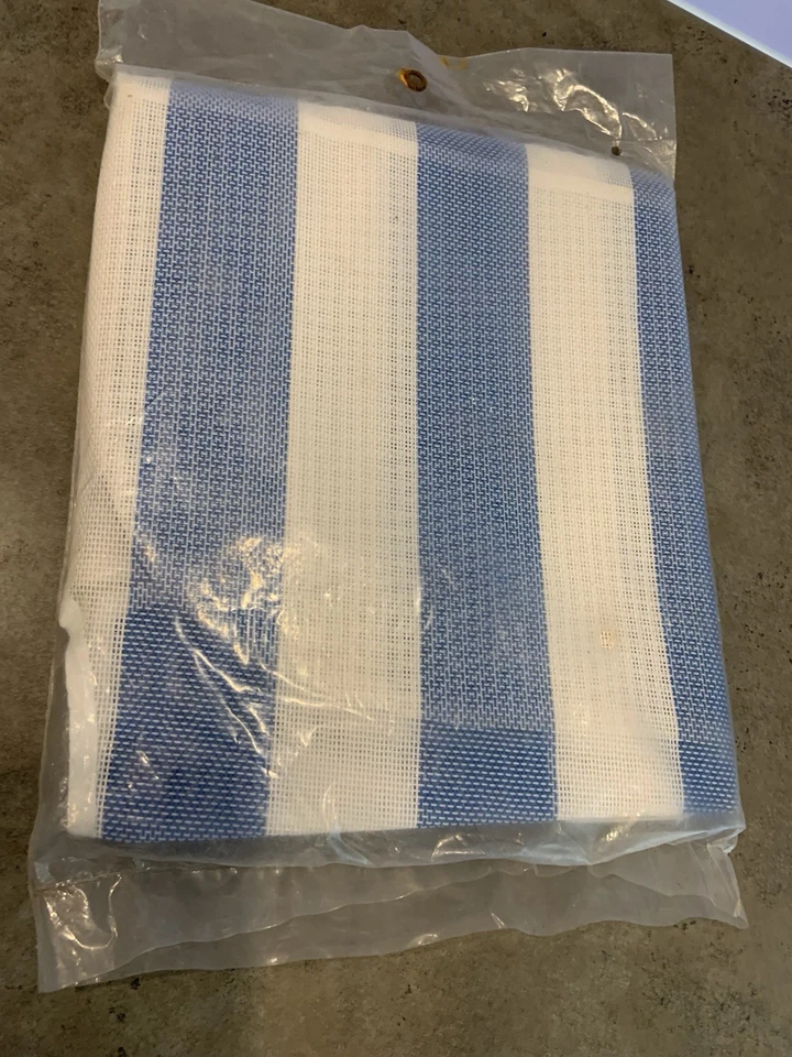 Cubierta de repuesto vintage para chaiselas de césped con palmeadas azul blanco NUEVO Foto 3 de 4