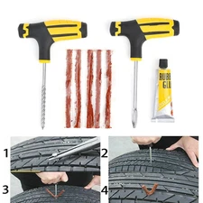 Car Tubeless Tyre Tire Puncture Repair Plug Repairing Kit Needle Patch Fix Tool