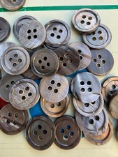 10 Buttons - Natural Mother of Pearl Shell Buttons: 4-Hole, 5/8"
