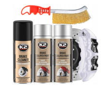 2x Bremssattellack SILBER 400ml Spray 260°C + Bremsenreiniger + Drahtbürste