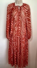 Mango Orange Swirl Long Kaftan Tunic Maxi Dress M 12 Beach Cover Up Boho Hippie