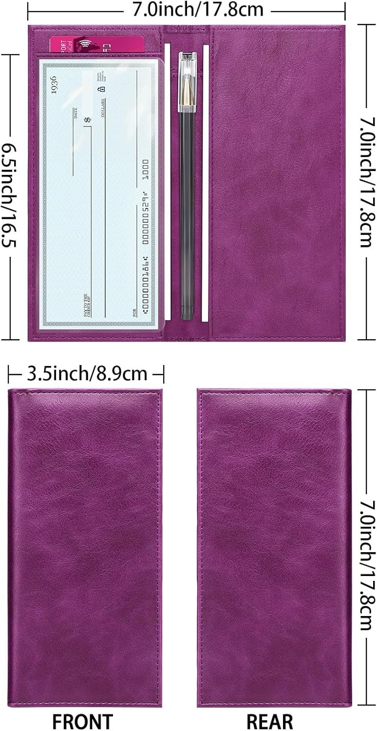 как выглядит Leather Checkbook Cover for Top Side Tear Registers Duplicate Checks with P... фото