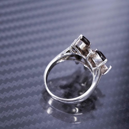 Size 7, vintage sterling silver 925 handmade ring with garnet and marcasites - 第 6/9 張圖片