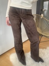 ⭐️ Damen Wildleder Hose Lederhose Suede Hallhuber 36/S Braun gerades Bein