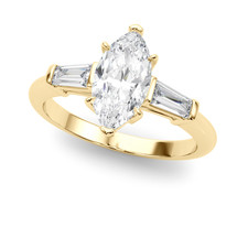 Anello di fidanzamento con diamanti creati in laboratorio IGI oro giallo 18 carati taglio marchesa 1,50 carati