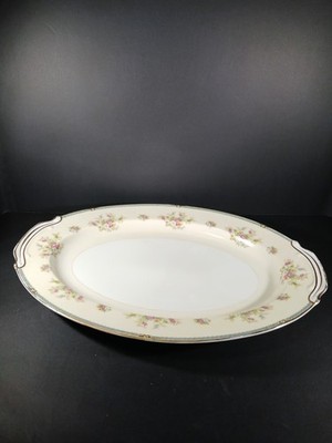 Noritake N928 - 1948 Nippon Toki Kaisha 4C Serving Platter 16''Pink & White Roses