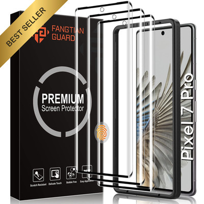 FANGTIAN 3-Pack 3D Curved Tempered Glass Screen Protector for Google Pixel 7 Pro