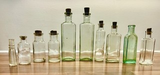 10 Vintage apothecary glass bottles 1880 – 1930