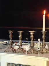 Vintage verzierte versilberte Kerzenständer 1520 von Rogers