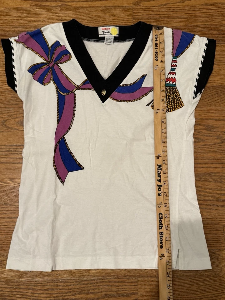 Wilson Vintage 80’s Wms Tennis Shirt Sz S 100% Cotton Tailored Md In Hong Kong - Image 4 of 4