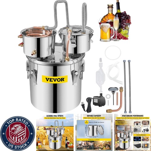 3 Gallon Stainless Steel Alcohol Distiller Kit with Thumper Keg for DIY Brewing