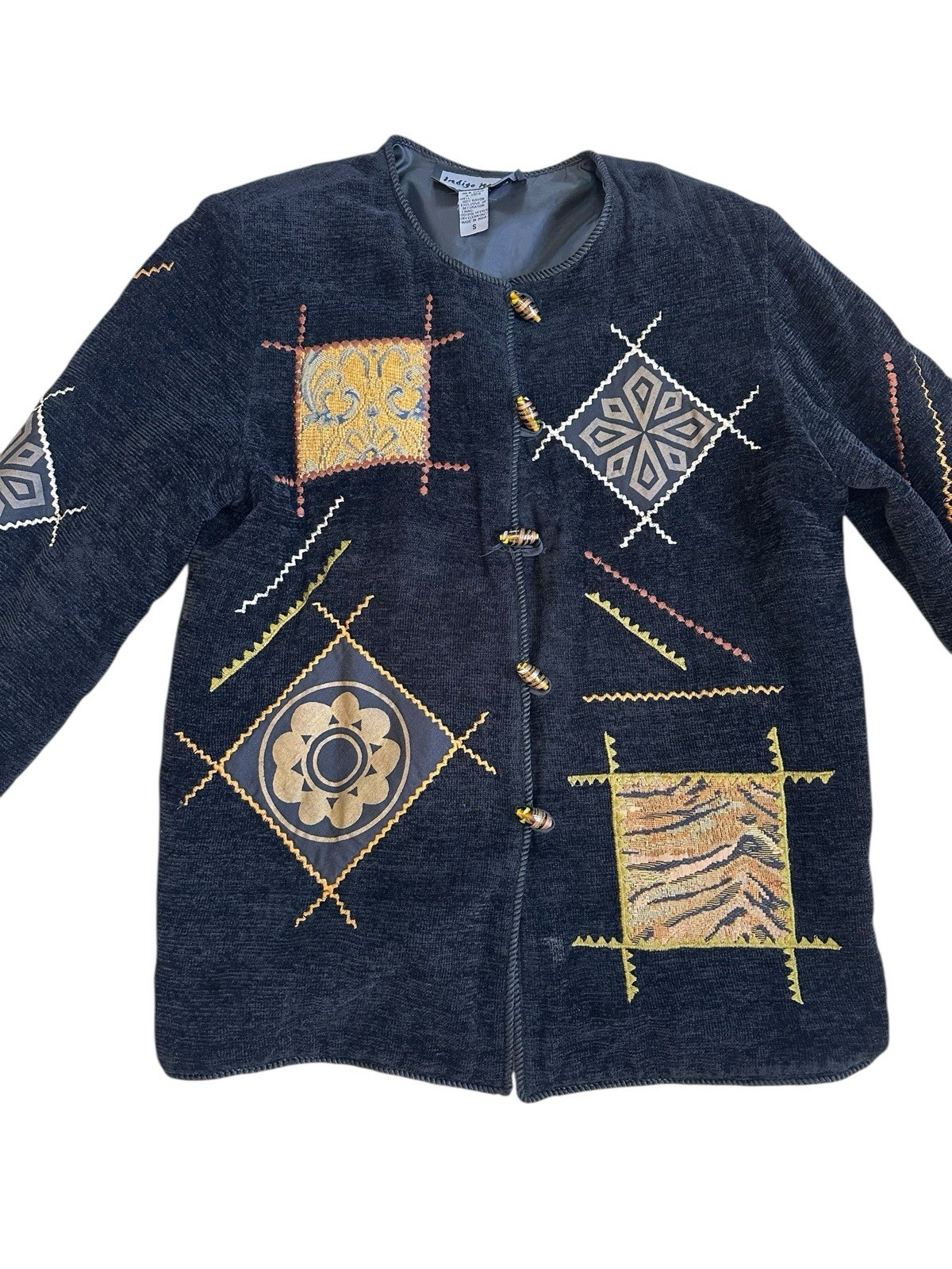 Indigo Moon Vintage 90s Patchwork Jacket Size Sma… - image 3