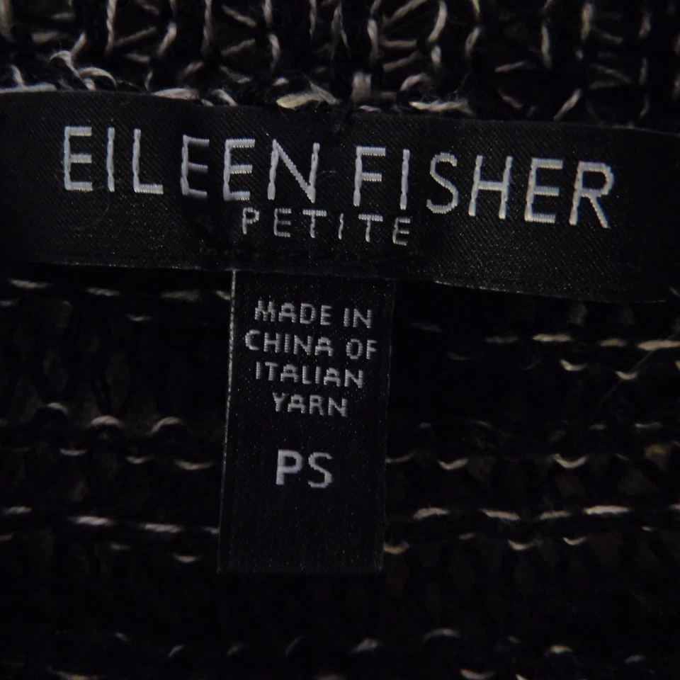 Cárdigan Eileen Fisher Frente Abierto Lino Lana Gris Negro Hilo Talla Pequeña Foto 3 de 4