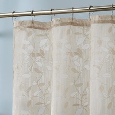 36x72 Inch Lace Shower Curtain Elegant Leaf Design Rustic Scalloped Bottom