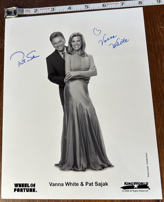 Pat Sajak And Vanna White Signed 8x10 Photo Wheel Of Fortune Autograph Duo Game