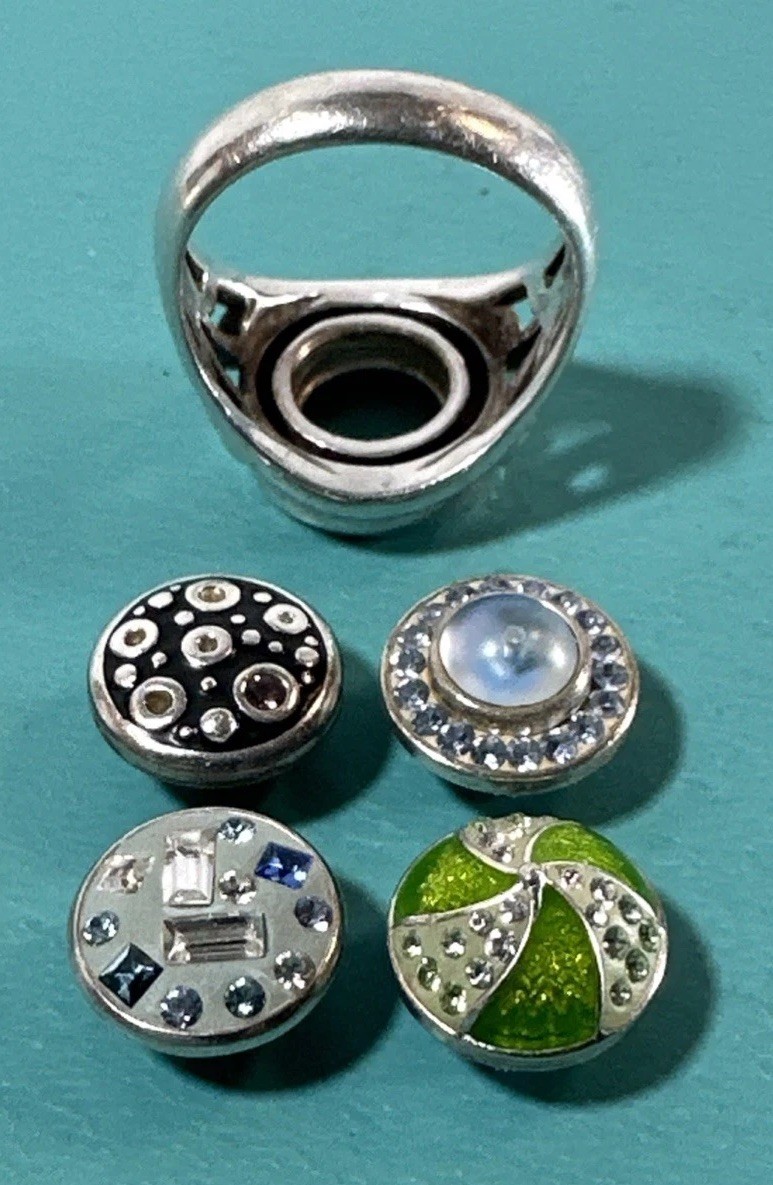 Interchangeable Sterling Silver Ring Size 6.25 Wi… - image 13