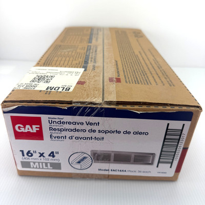 GAF Undereave Vent Soffit Aluminum Mill 16'' x 4'' Master Flow EAC16X4 (36 Pack)