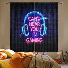 Kids Gaming Curtains for Boys Bedroom 42Wx63H Inch Rod Pocket Gamer Game Room...