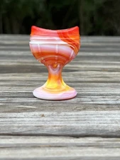 Red And White Marble Slag Eye Wash Cup UV Reactive Rosso Glass~excellent~