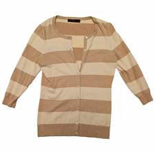 The Limited Striped Button-Front Cardigan Sweater Crewneck 3/4 Sleeve S