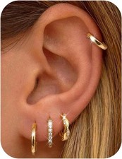 Small Gold Hoop Earrings 14K Gold Plated Hypoallergenic Surgical Steel Hoops Set