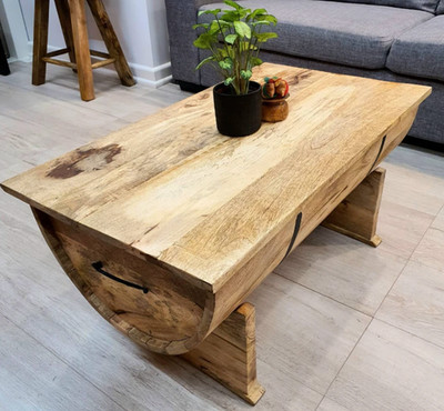 Rustikaler Couchtisch Massivholz Aufbewahrung Möbel Industrial Stil Holztruhe
