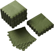 200 Pack Cocktail Napkin 2-Ply Scalloped Edged Dessert Napkins Folded 5 x 5 Inch