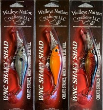 (Ct of 3) Walleye Nation Creations Shaky Shad Crankbait #5 Diving Depth 4-6' 5cm