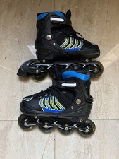 WeSkate Adjustable Youth Inline Skates Black Blue Yellow Design for Kids/ Teens
