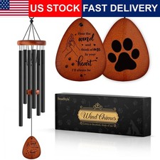 Pet Memorial Wind Chimes Dog Loss Sympathy Gift 25.5 Inch Wood Aluminium Garden