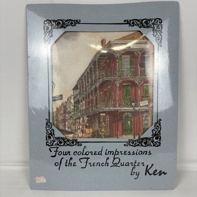 Vintage set of Four Colored Impressions of the French Quarter by Ken Englehardt