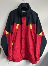 LL Bean Vintage Men’s Shell Jacket Coat Red Yellow Large Tall Hooded 90s