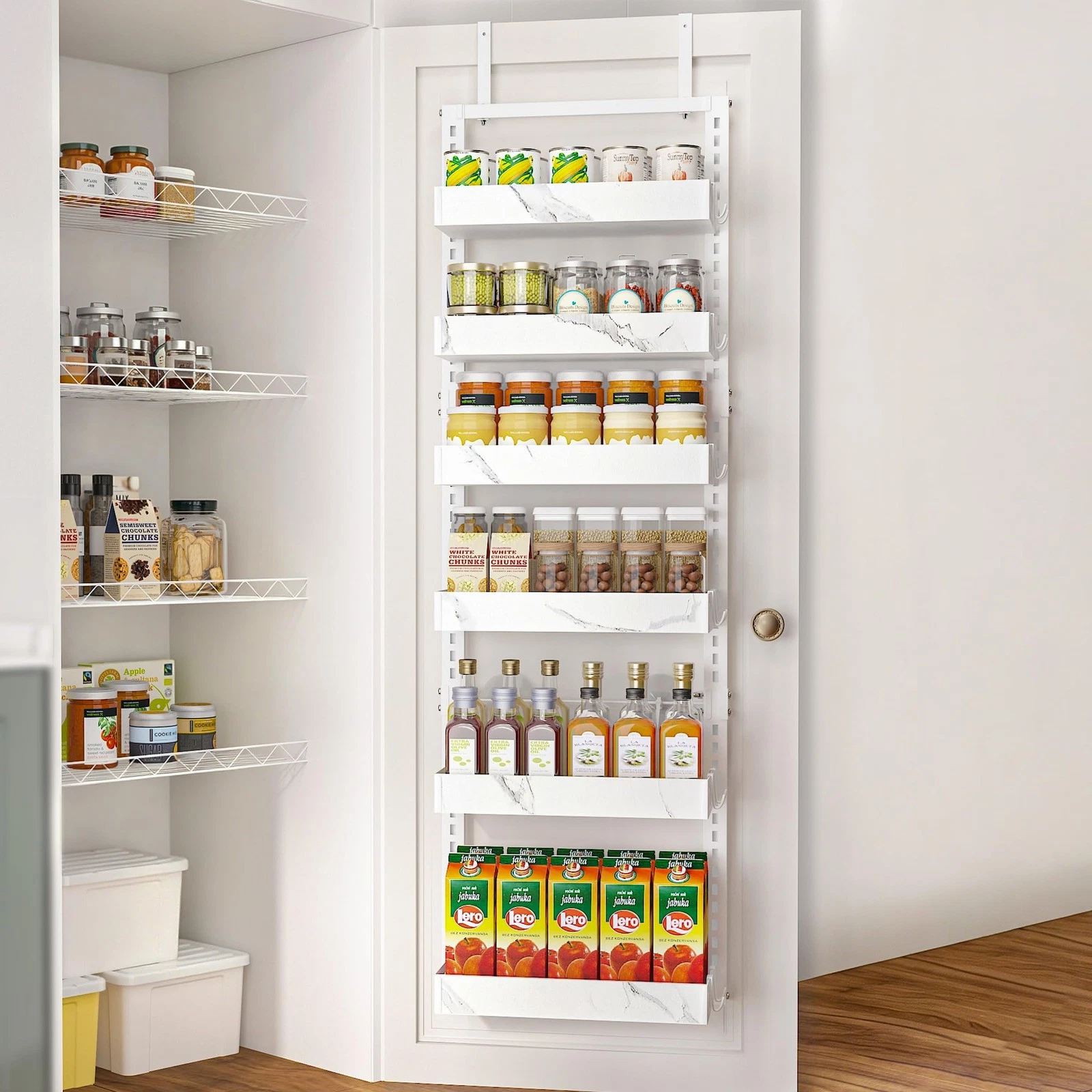BUKFEN 6Tier Over the Door Pantry Organizer, 2in1 Door Hanging or Wall Mounte...