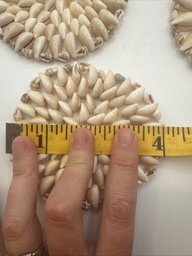 Vintage Cowrie Puka Shell Coasters Set Of 3 Different Size Puka Shells 4” Dia. - Picture 21 of 24