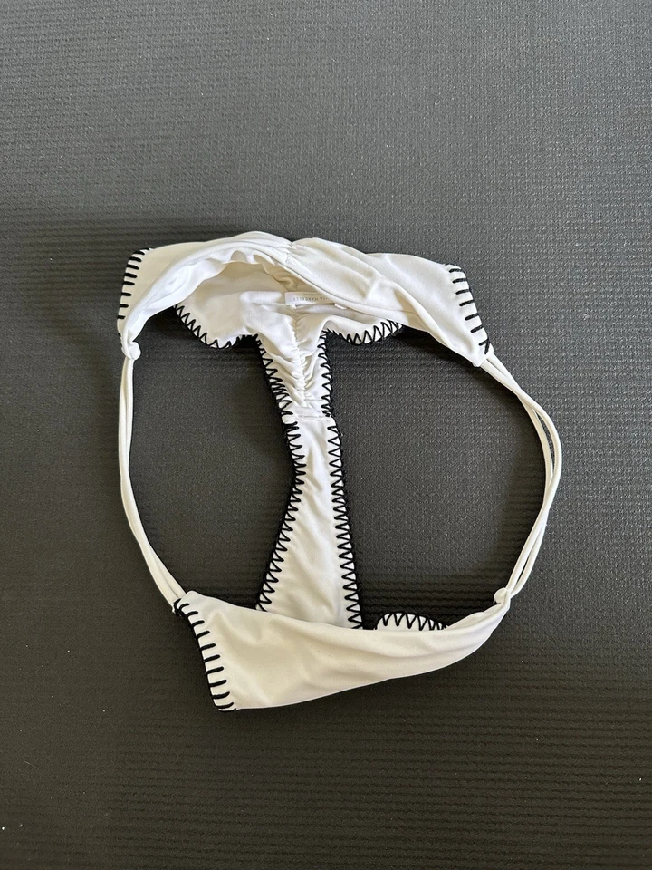 Traje de baño Mia Marcelle blanco negro punchado ceñido trasero parte inferior de bikini talla L Foto 4 de 4