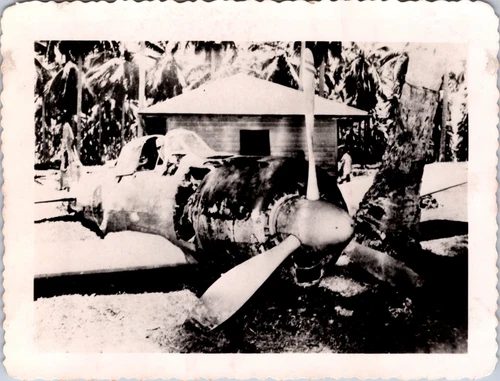 PH2519 WW2 Downed Military Aircraft Airplane Fighter Jet Vintage Snapshot Photo