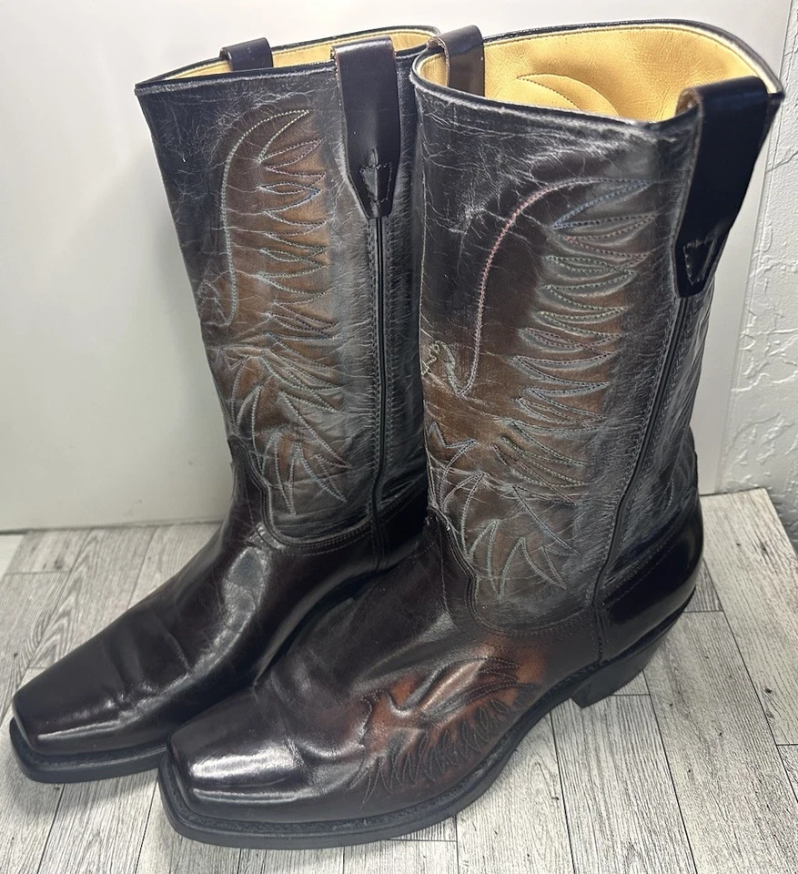 Botas vaqueras vaqueras marrones vintage para hombre talla 13 D - Lea Vamp hechas en EE. UU. Foto 2 de 4