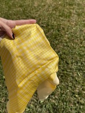 Vintage Neiman Marcus Switzerland 100 Silk Scarf Yellow Houndstooth Hand Rolled