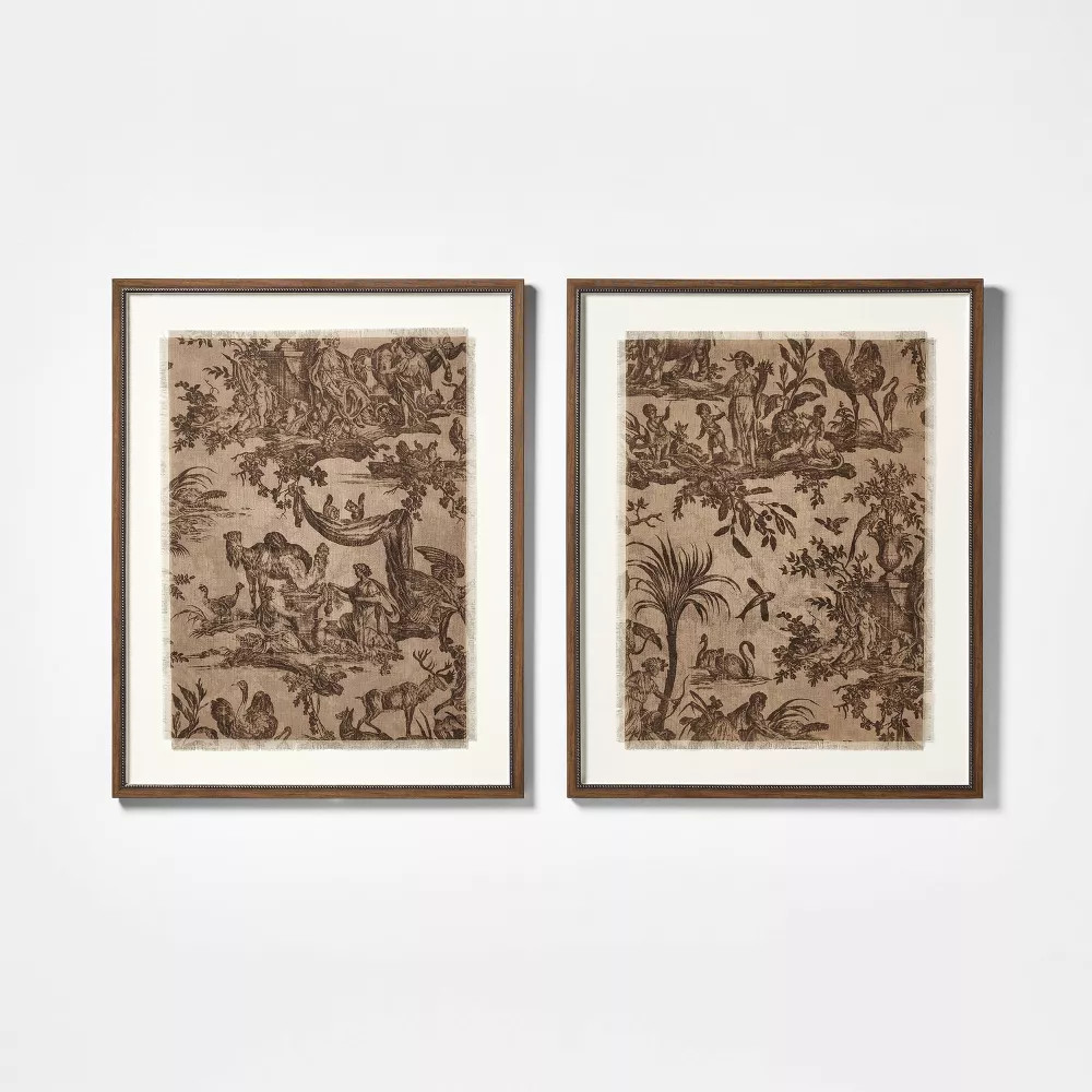 24"x30" Set of 2 Framed Textile Framed Wall Art - Threshold designed