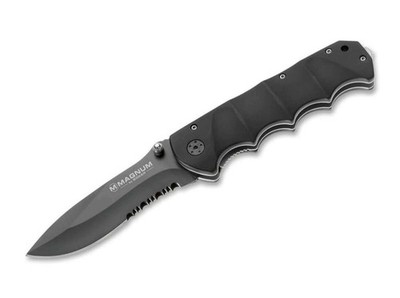 Boker Magnum BLACK SPEAR Knife 440A 3.94'' Blade Steel Aluminum Handle Thumb Stud