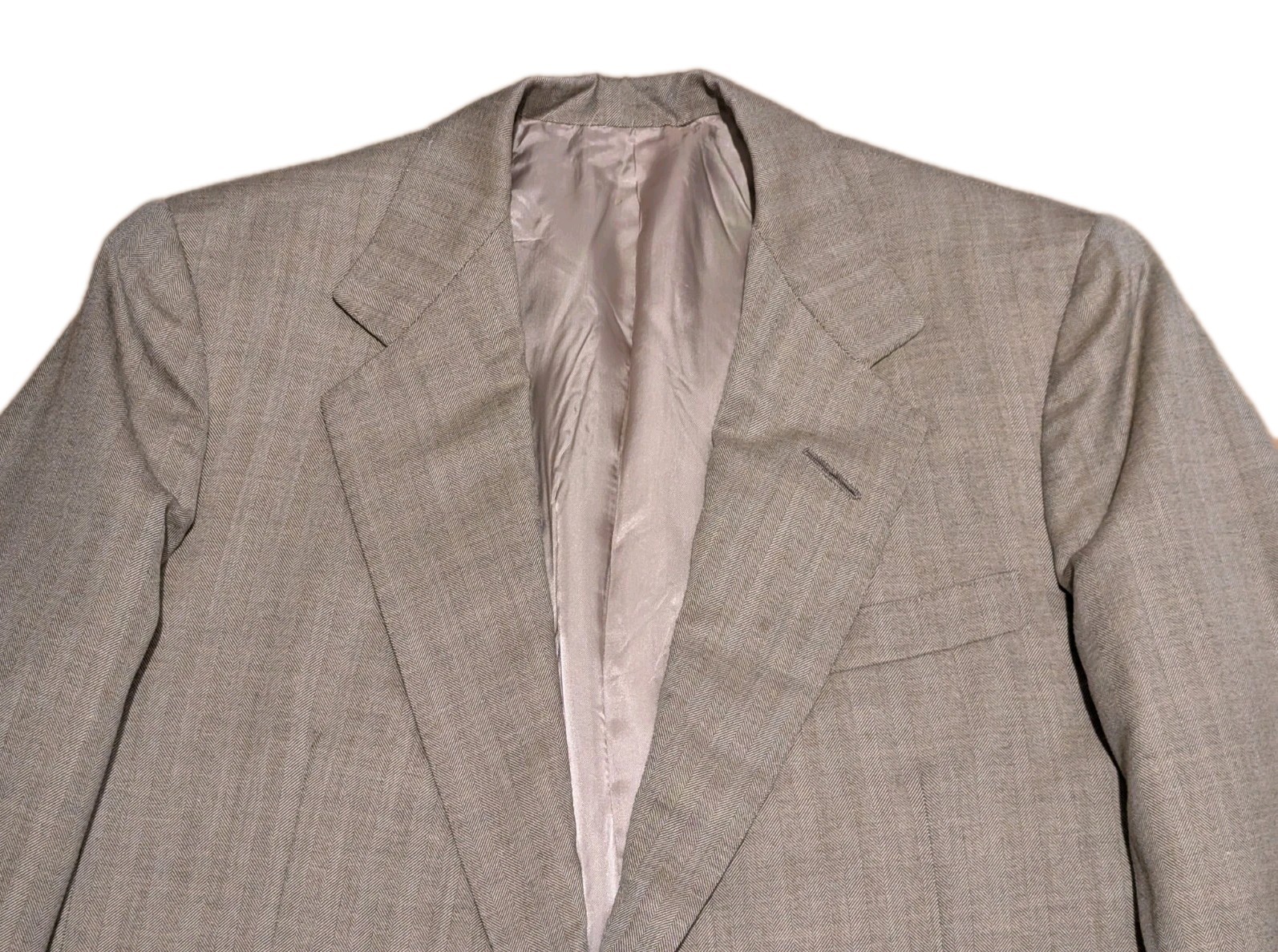 Edgar Pomeroy Bespoke Beige Two Button Blazer Her… - image 5